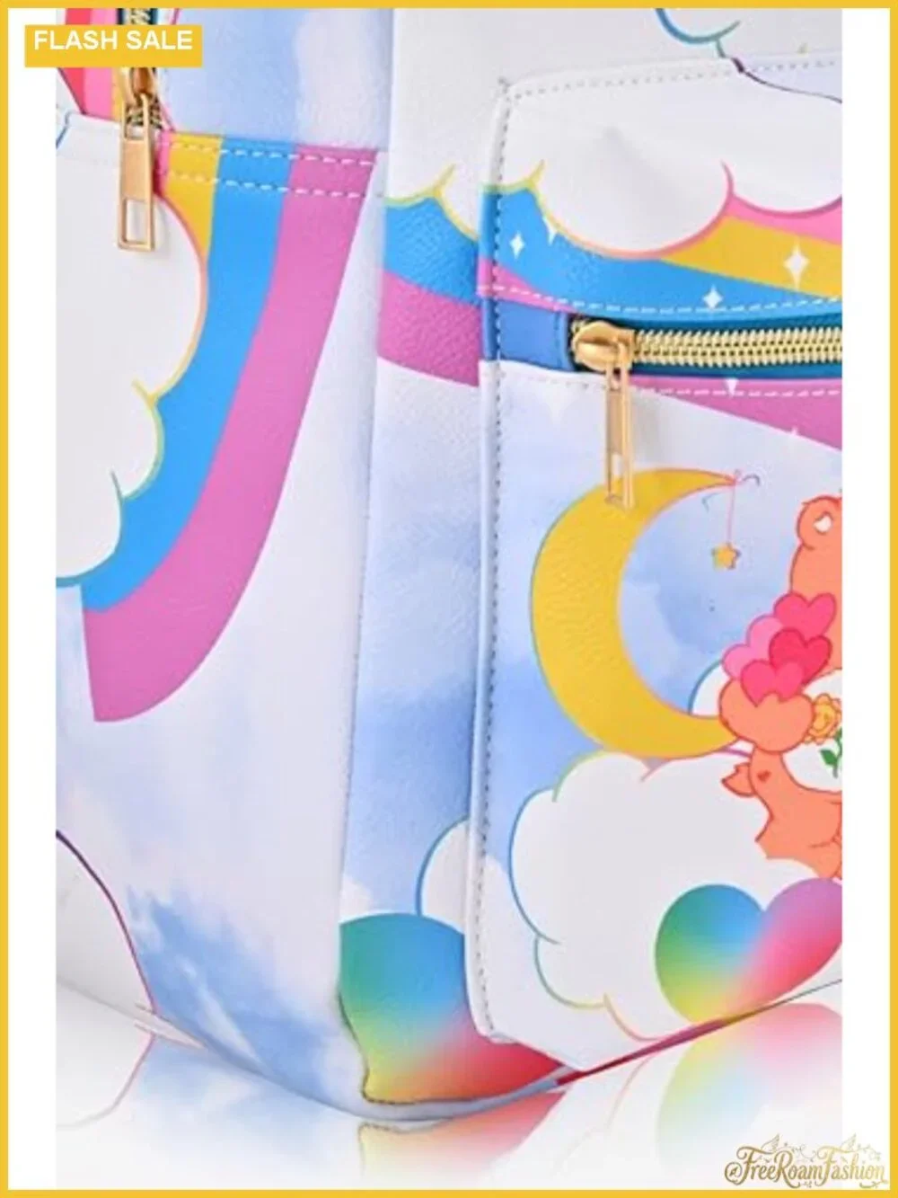 Care Bears Licensed PU Leather Backpack - 16 inch Large Travel Daypack